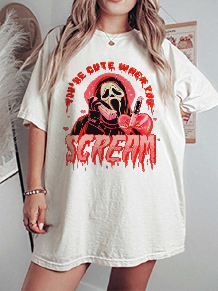 Vintage You Are Cute When You Scream Oversize Graphic Tee