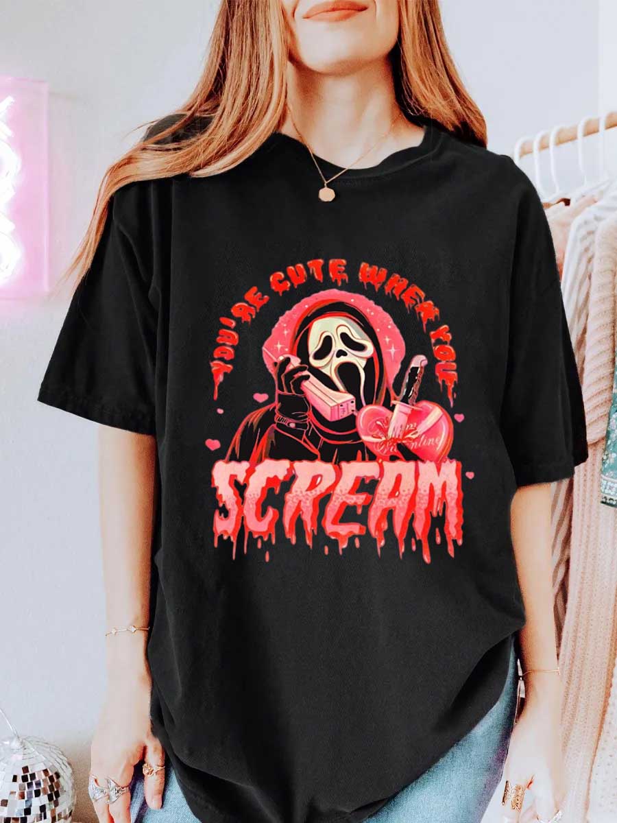 Vintage You Are Cute When You Scream Oversize Graphic Tee