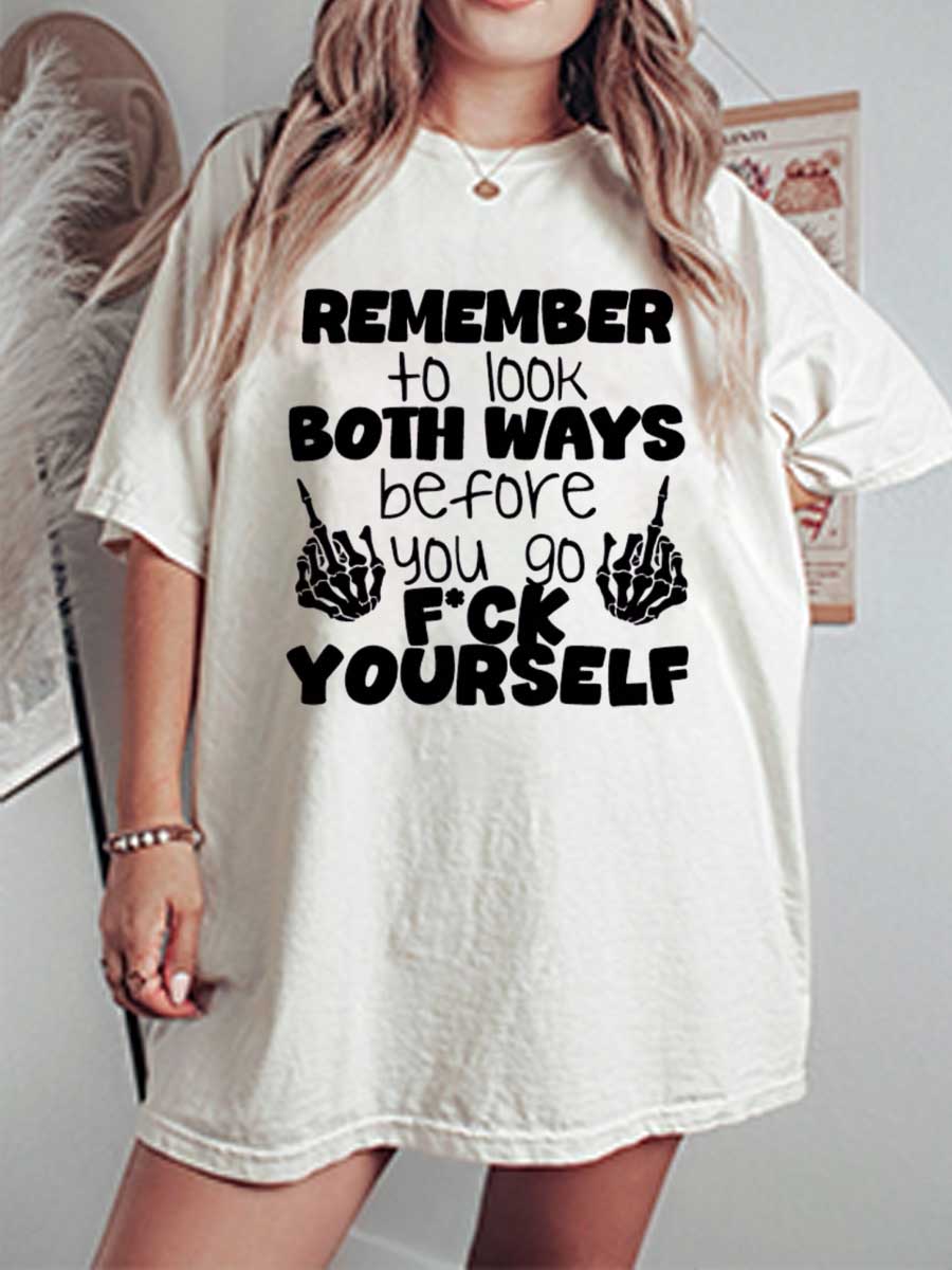 Vintage Look Both Ways Oversize Graphic Tee