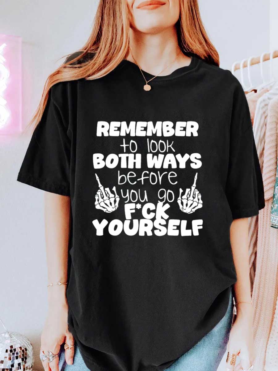 Vintage Look Both Ways Oversize Graphic Tee