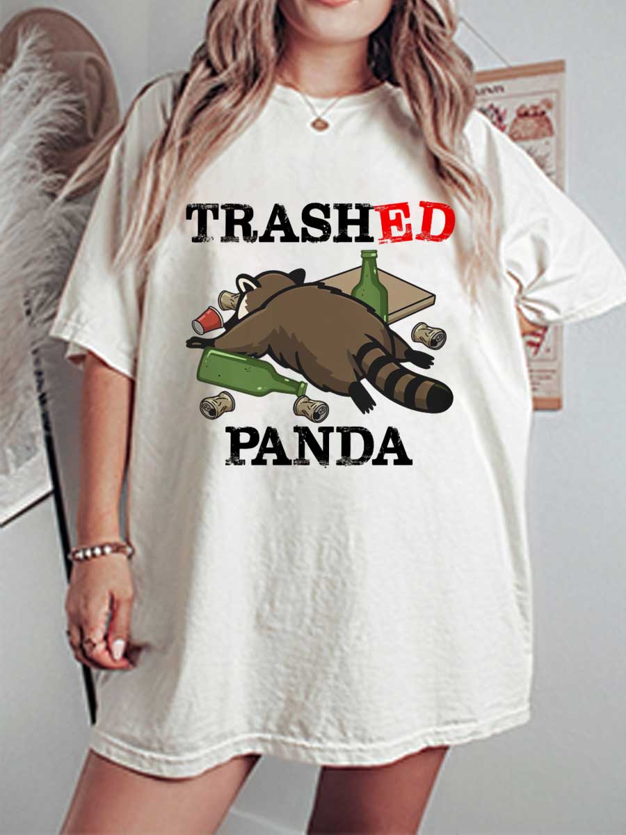 Vintage Trashed Panda Oversize Graphic Tee
