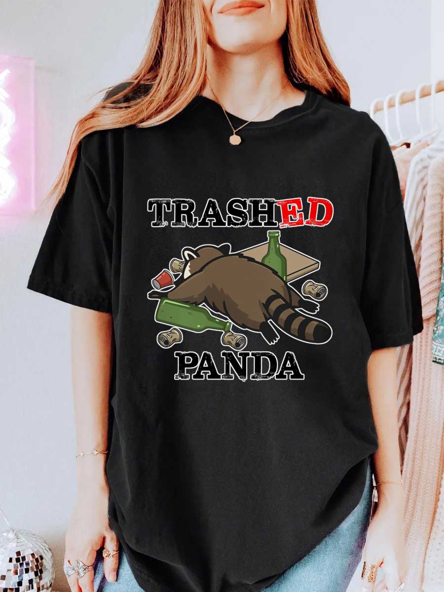 Vintage Trashed Panda Oversize Graphic Tee