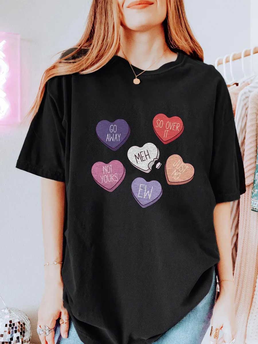 Vintage Anti-Valentine's Day Oversize Graphic Tee