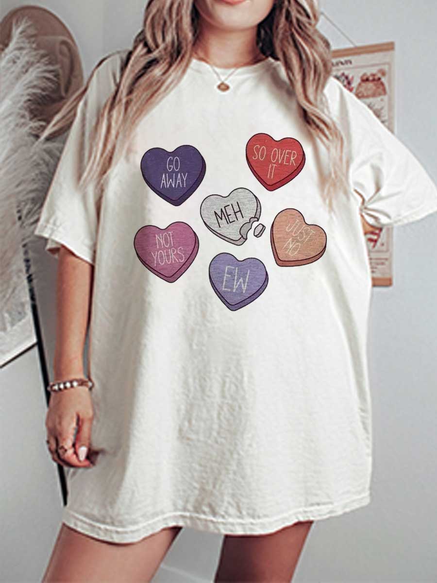 Vintage Anti-Valentine's Day Oversize Graphic Tee