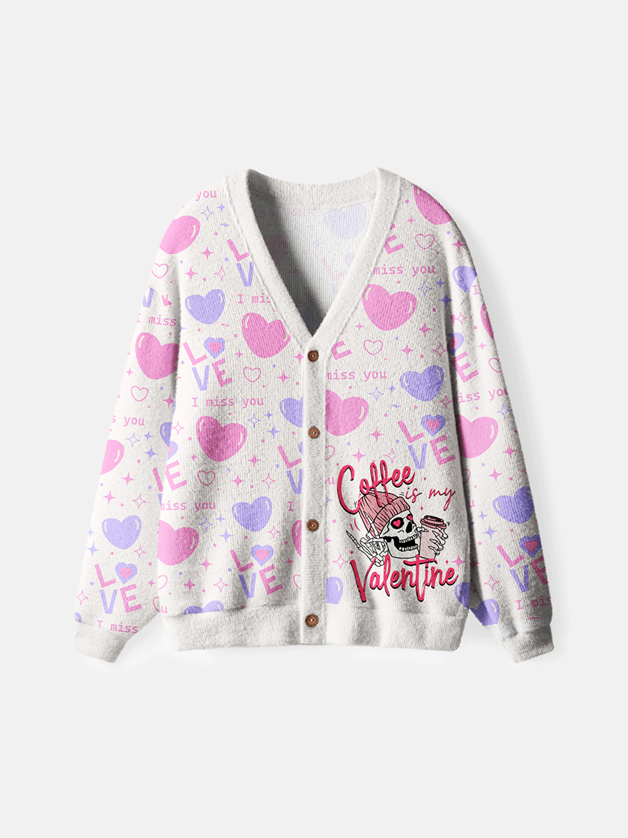 Vintage Coffee Is My Valentine Cardigan Sweaters