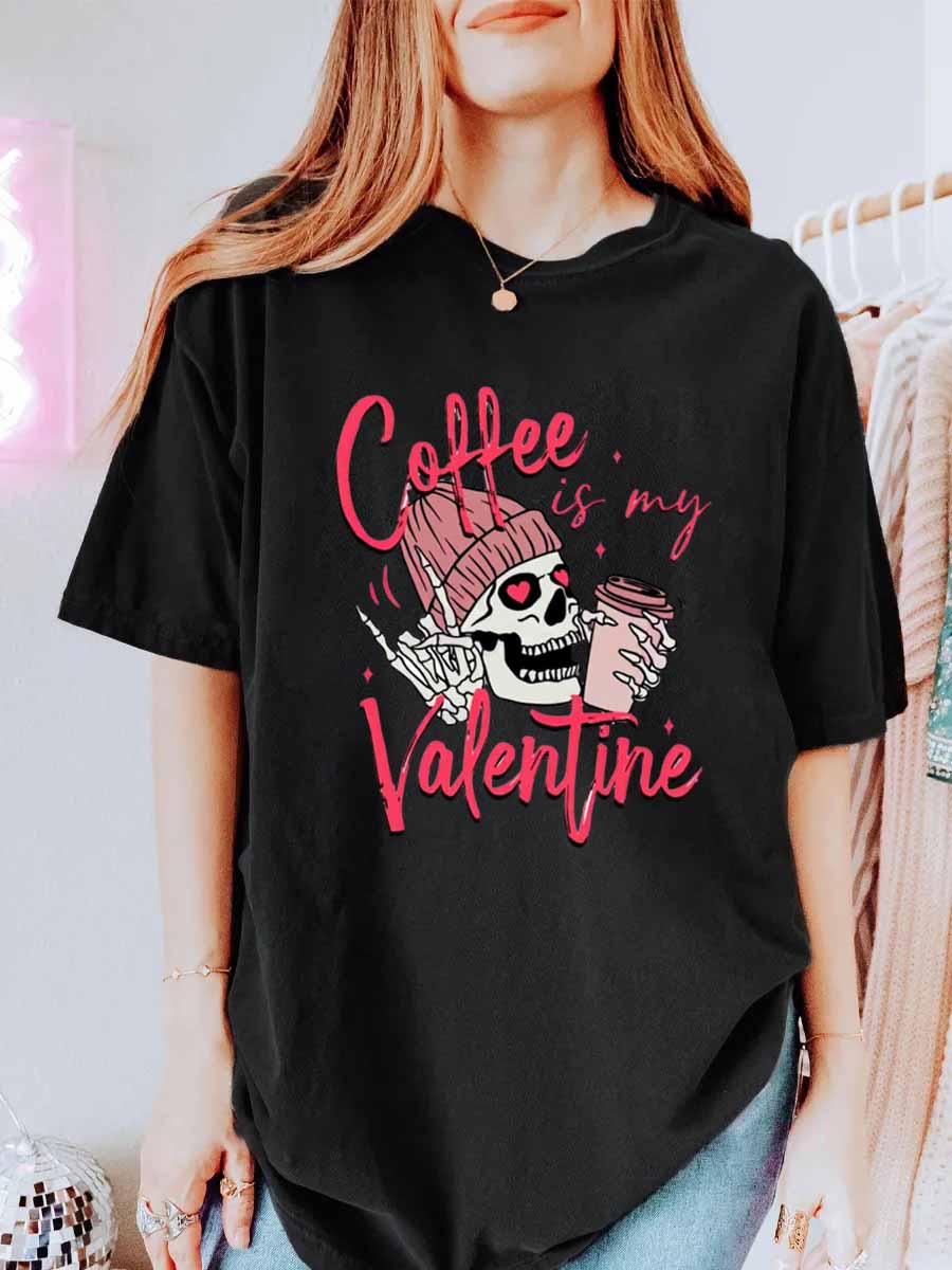 Vintage Coffee Is My Valentine Oversize Graphic Tee