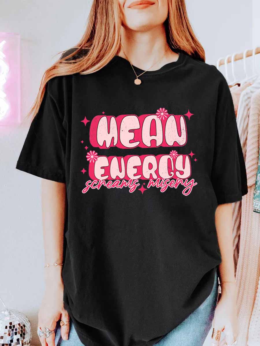 Vintage Mean Girl Energy Screams Misery Oversize Graphic Tee
