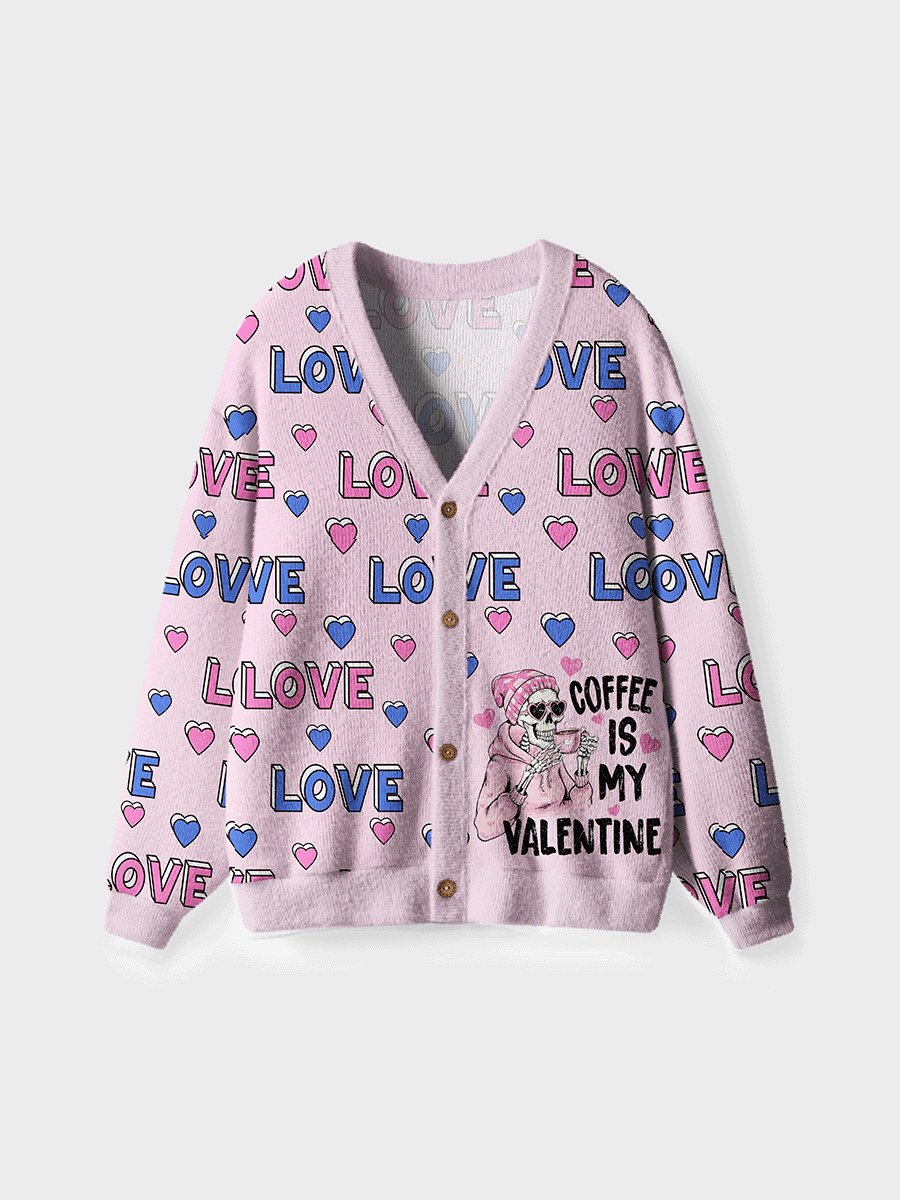 Vintage Coffee Is My Valentine Cardigan Sweaters