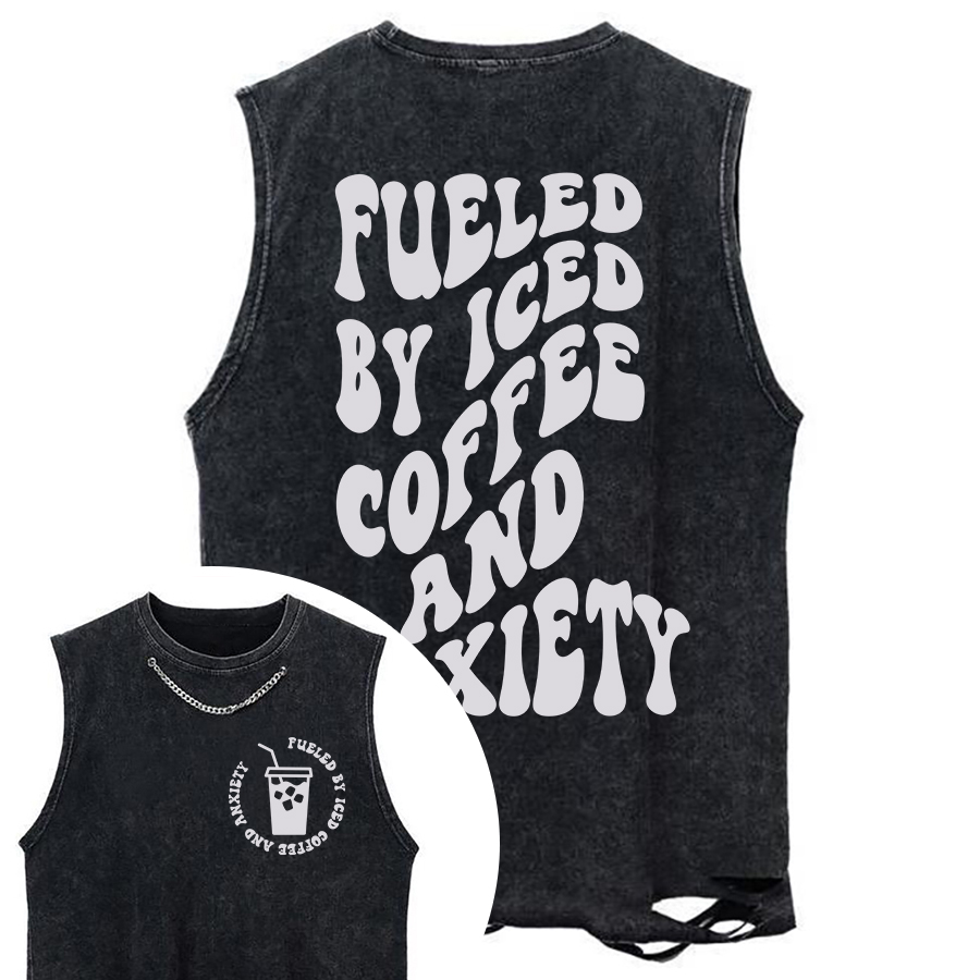 Vintage Coffee And Anxiety Chain Ripped Washed Tank
