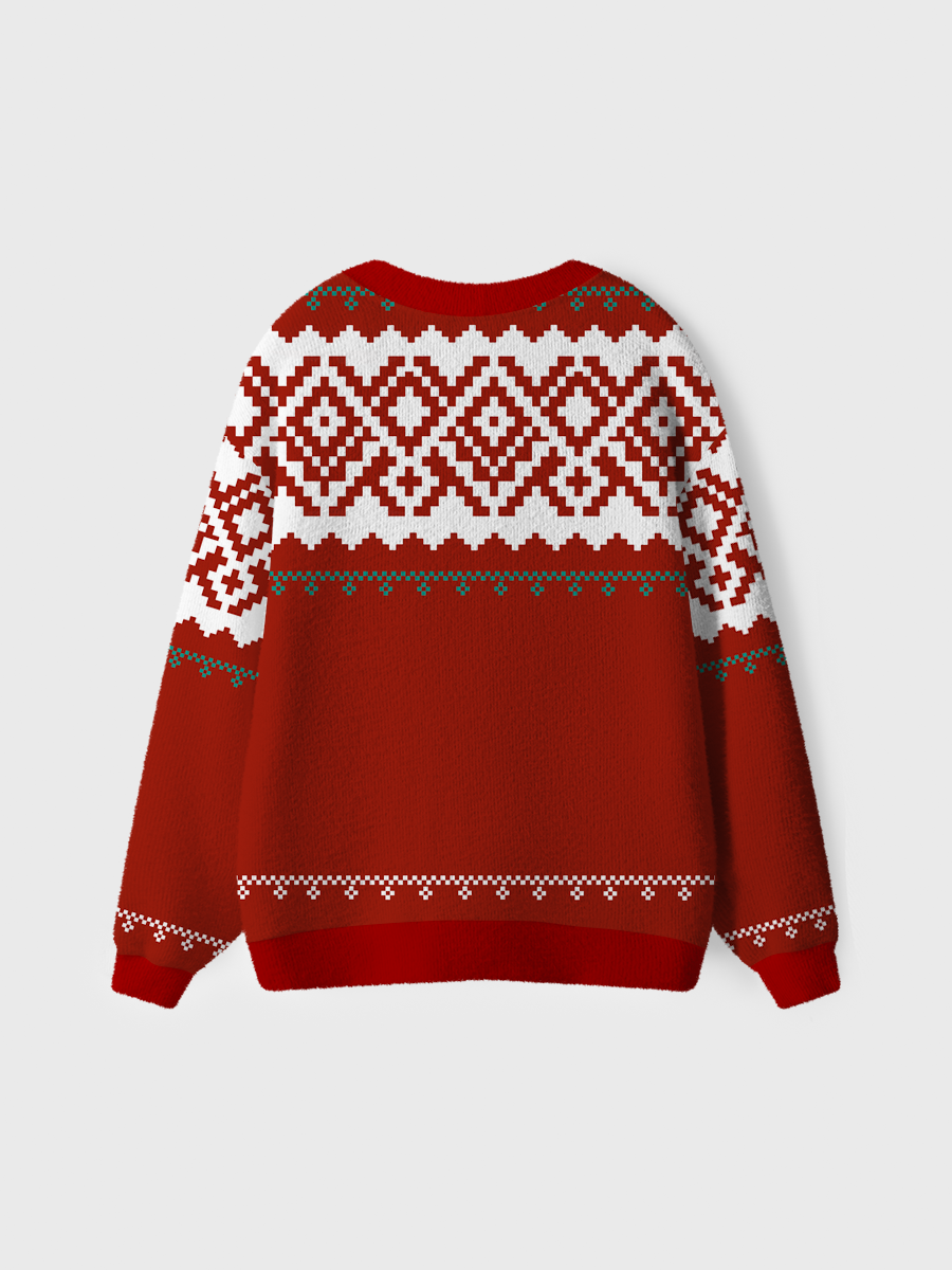 Vintage Red  Fair Isle Ugly Cardigan Sweaters