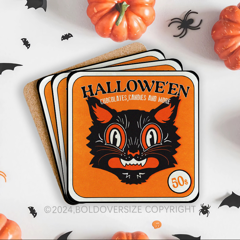Vintage Trick or Treat Corkwood Coaster
