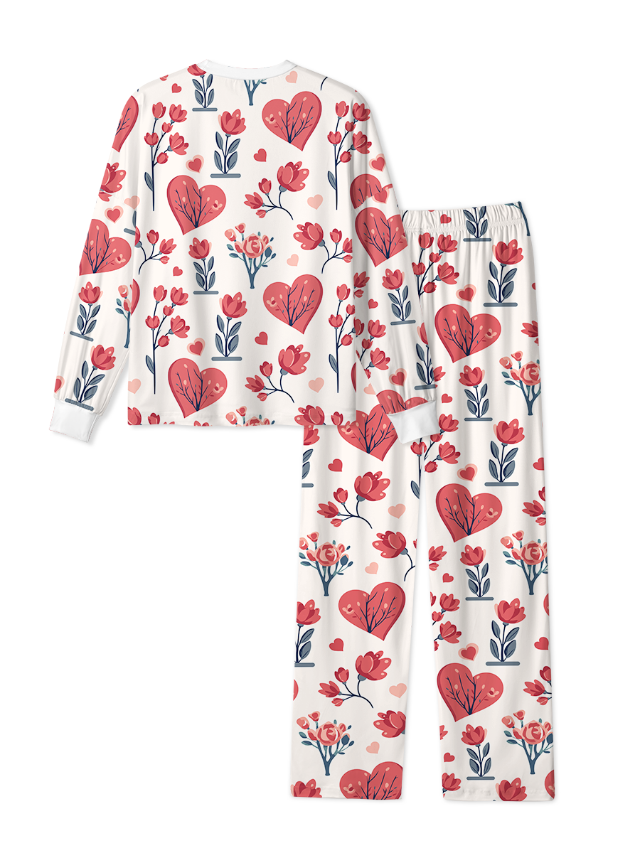 Vintage Romantic Red Heart Balloons Pajamas