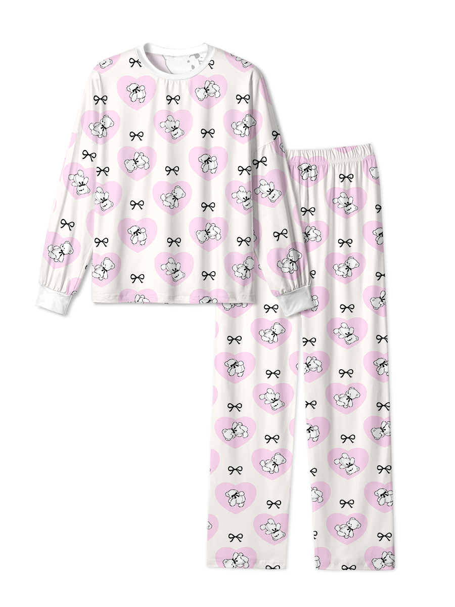 Vintage Pink Heart Bear Pajama