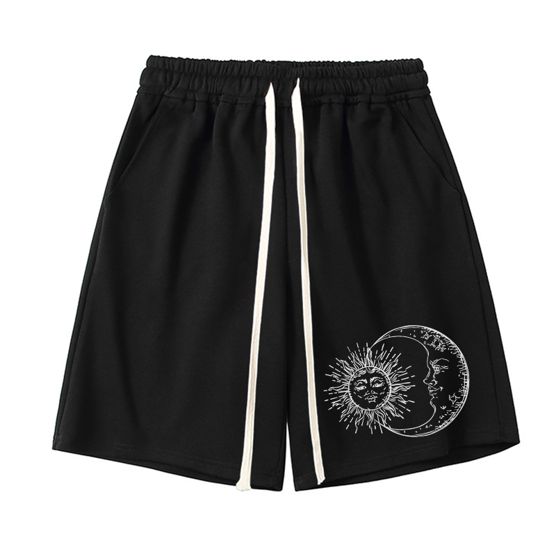 Vintage Sun And Moon Graphic Street Unisex Shorts