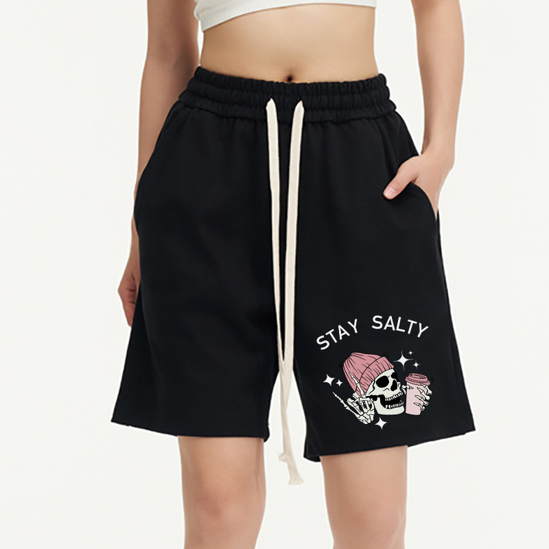 Vintage Skeleton Stay Salty Unisex Shorts