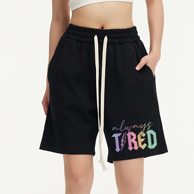 Vintage Always Tired Glitter Unisex Shorts