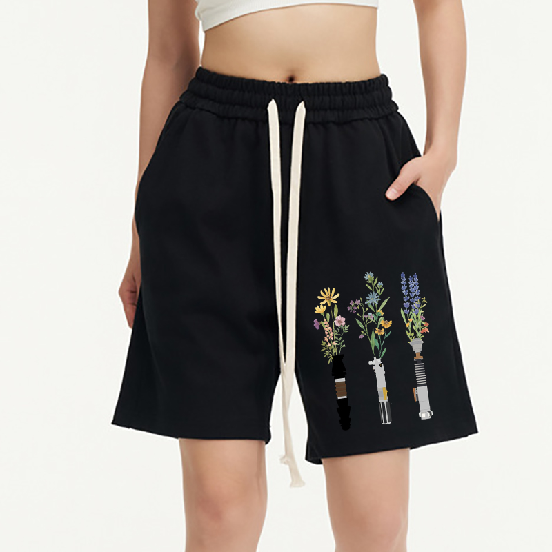 Vintage Floral Lightsaber Unisex Shorts