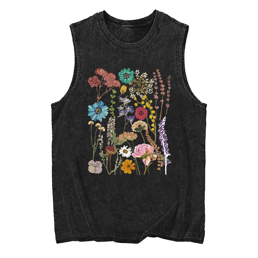 Vintage Pressed Flowers Washed Tank