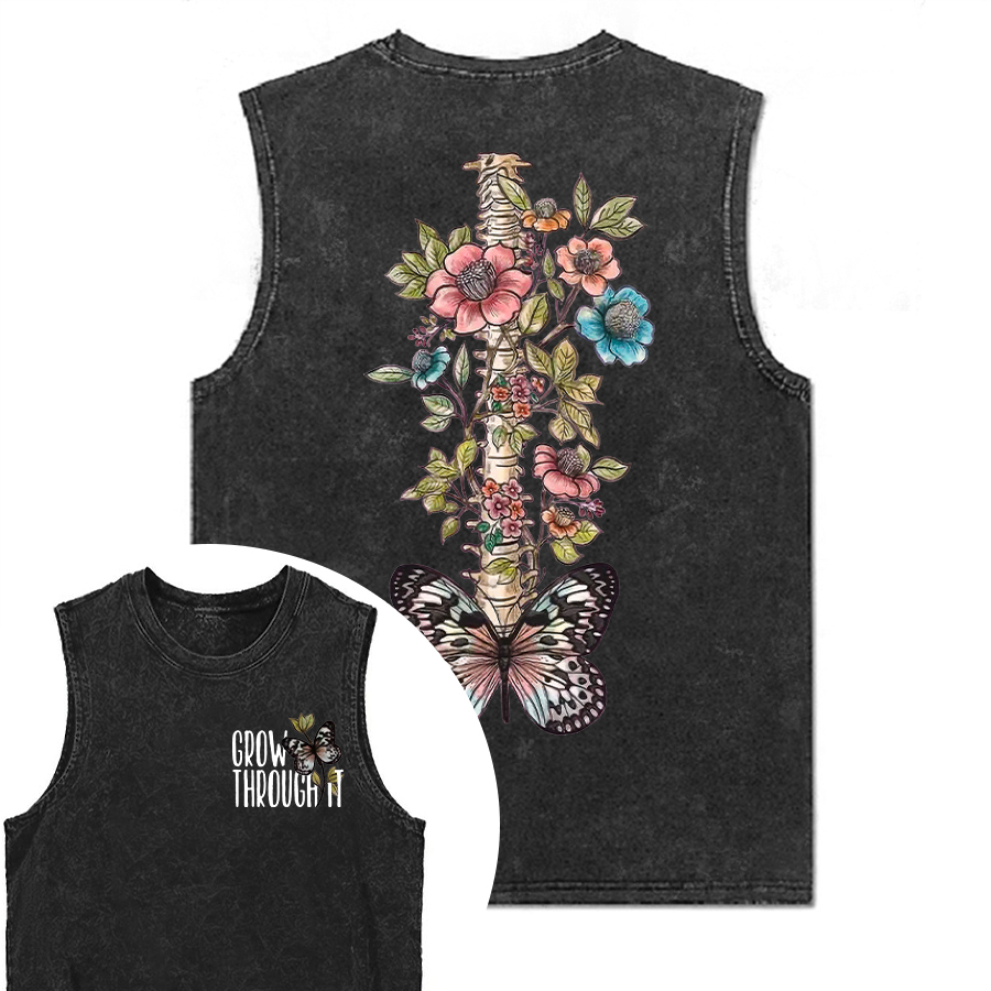 Vintage Grow Through It Butterfly Washed Tank