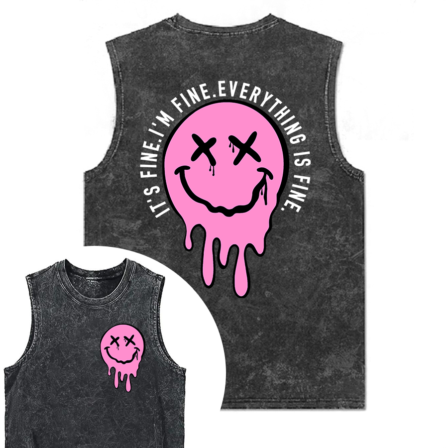 Vintage It'S Fine I'm Fine Washed Tank
