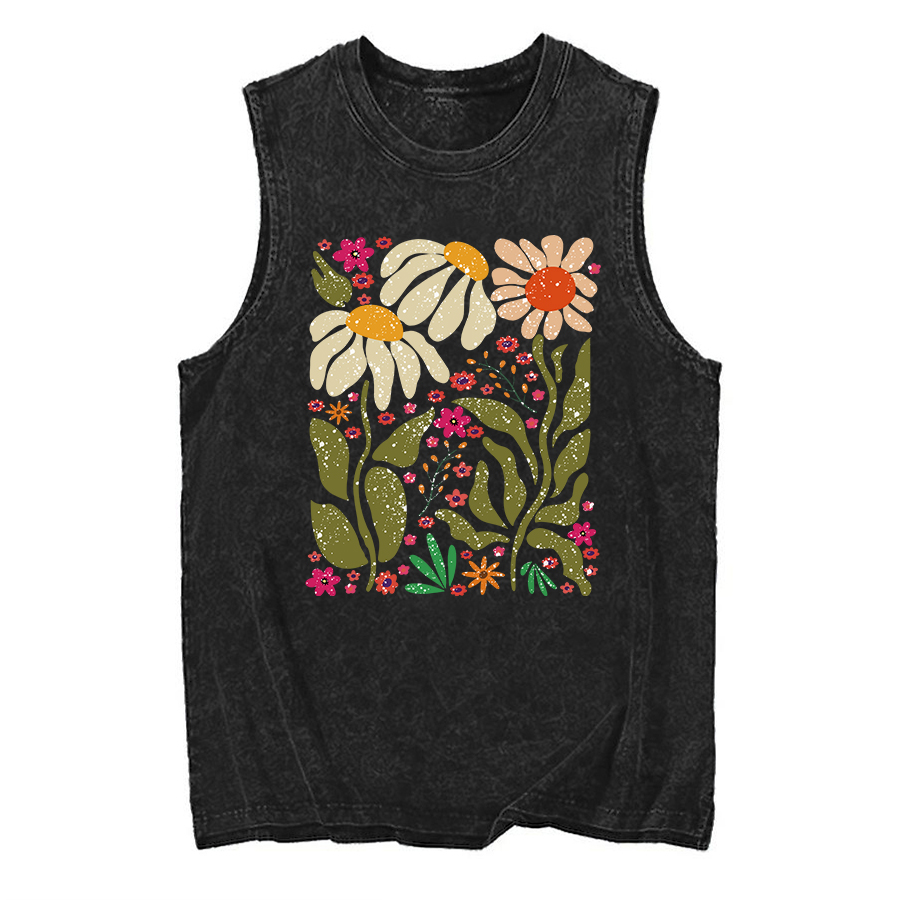 Vintage Hippie Flower Washed Tank