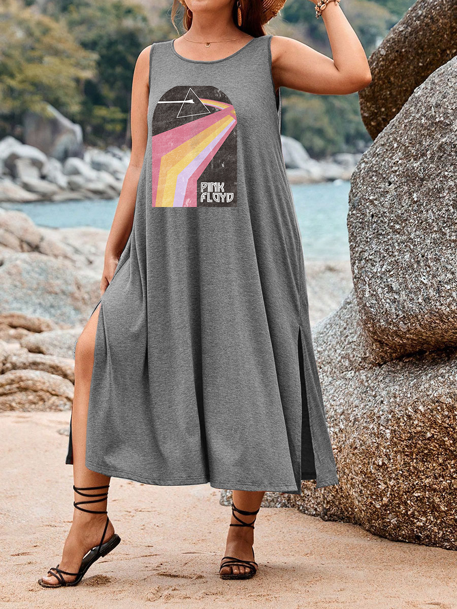 Pink Floyd Dark Side Of The Moon Split Thigh Tank Dress Sale-boldoversize