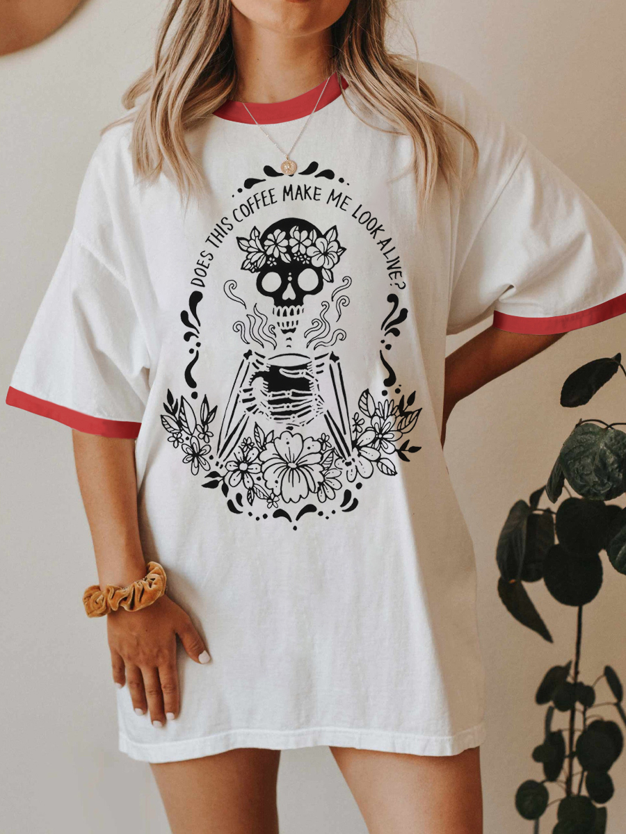 Coffee Skeleton Ringer Tee