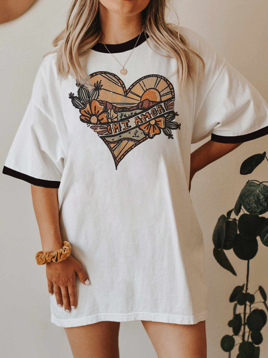Vintage Mi Amor Graphic Ringer Tee
