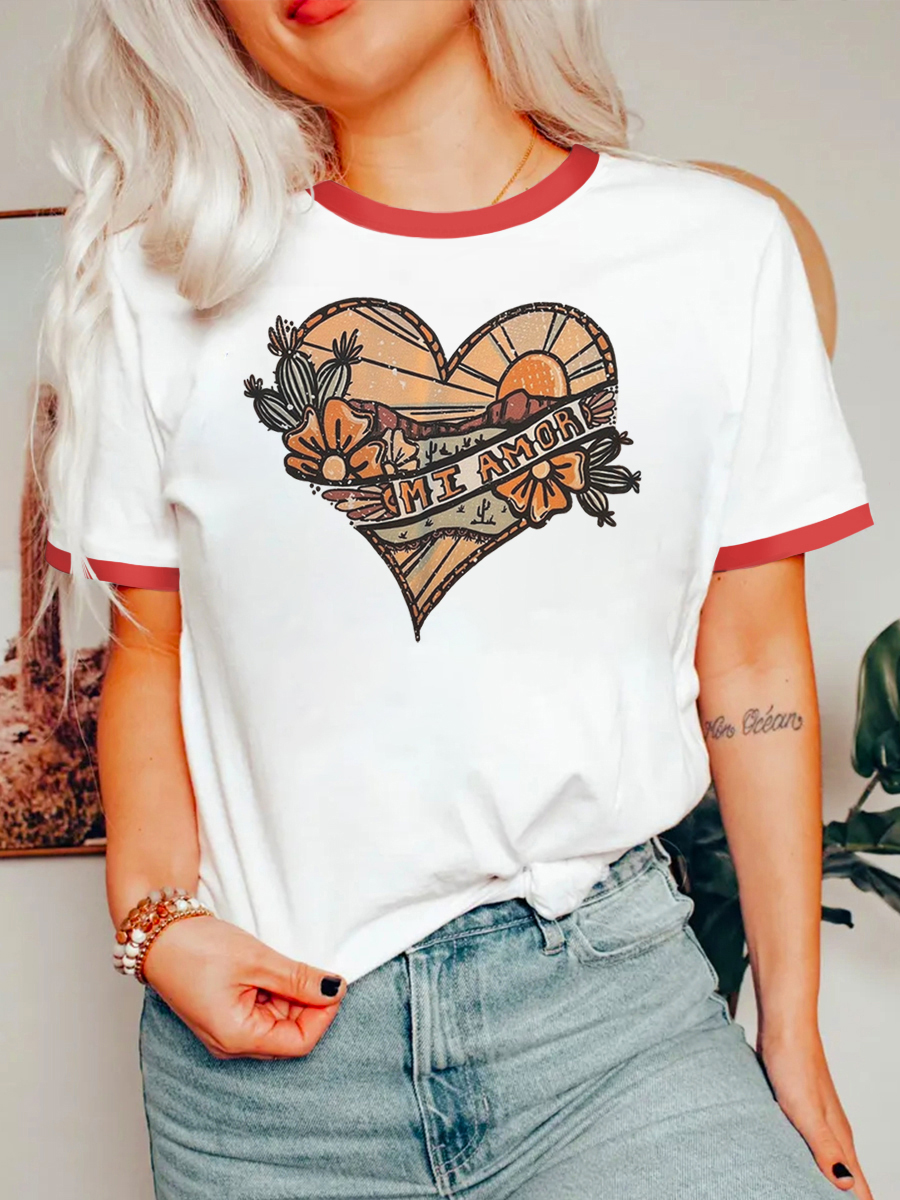 Vintage Mi Amor Graphic Ringer Tee