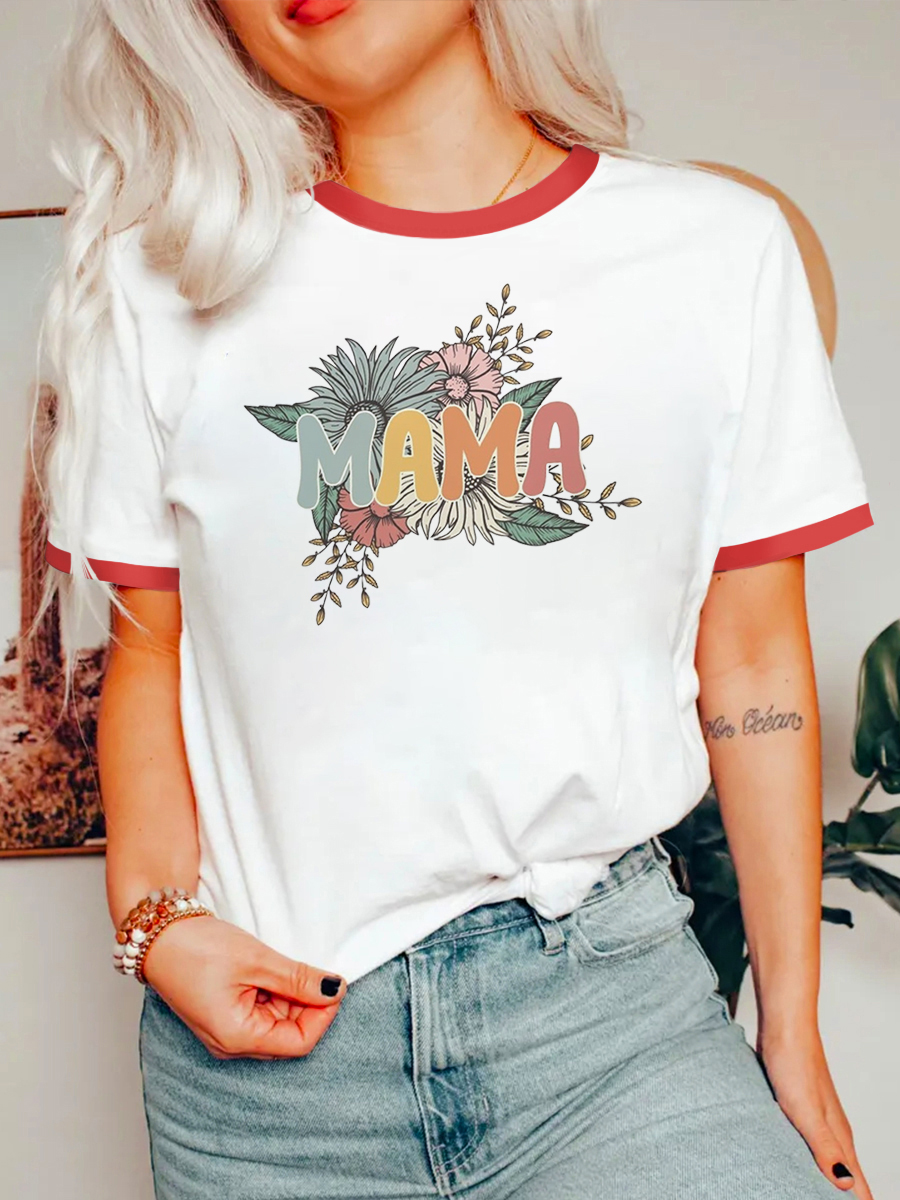 Vintage Mama Flowers Mom Ringer Tee