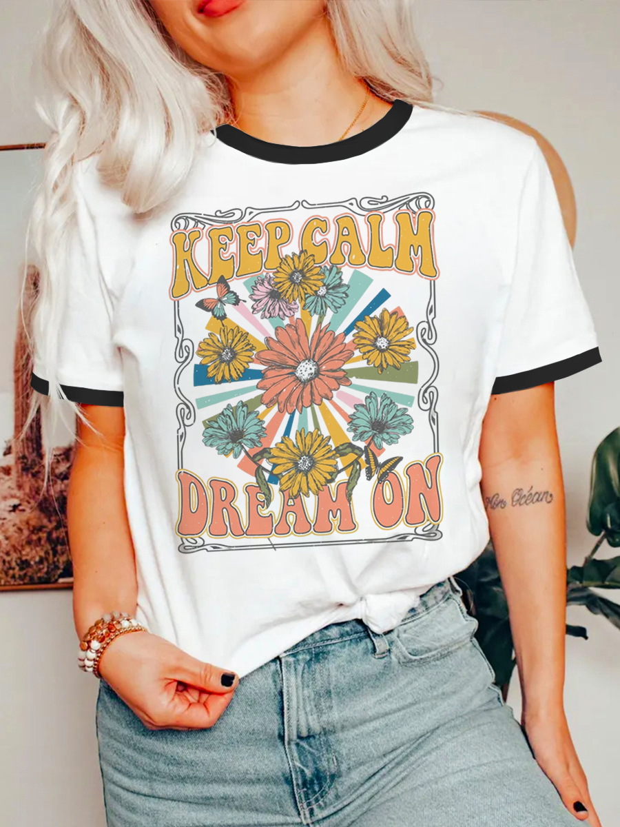 Vintage Boho Hippie Plant Ringer Tee