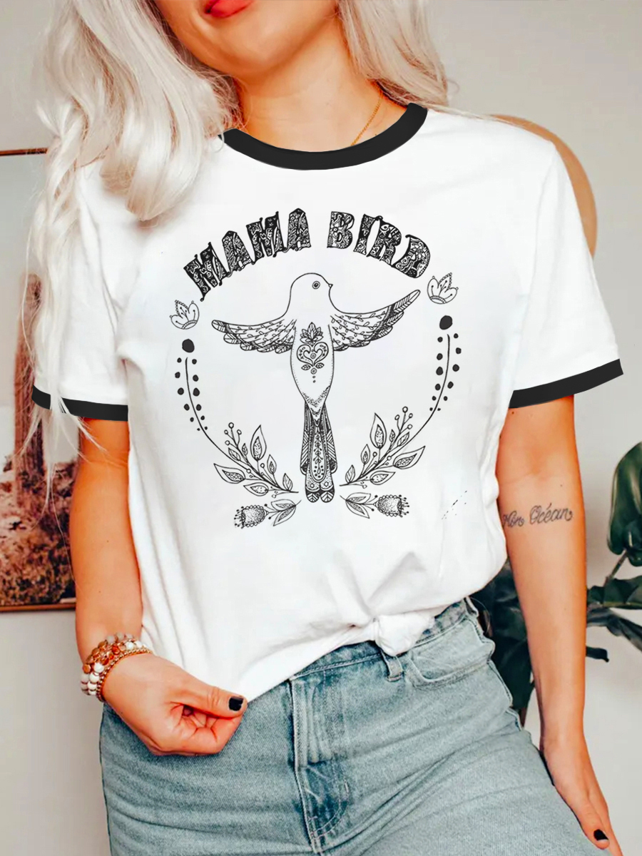 Vintage Mama Bird Shirt Ringer Tee