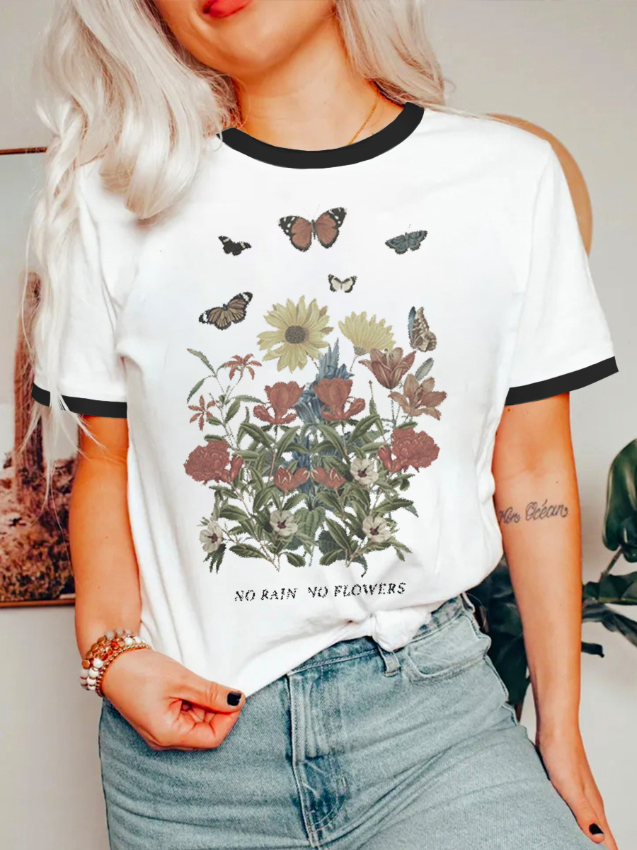 Vintage No Rain, No Flowers Ringer Tee