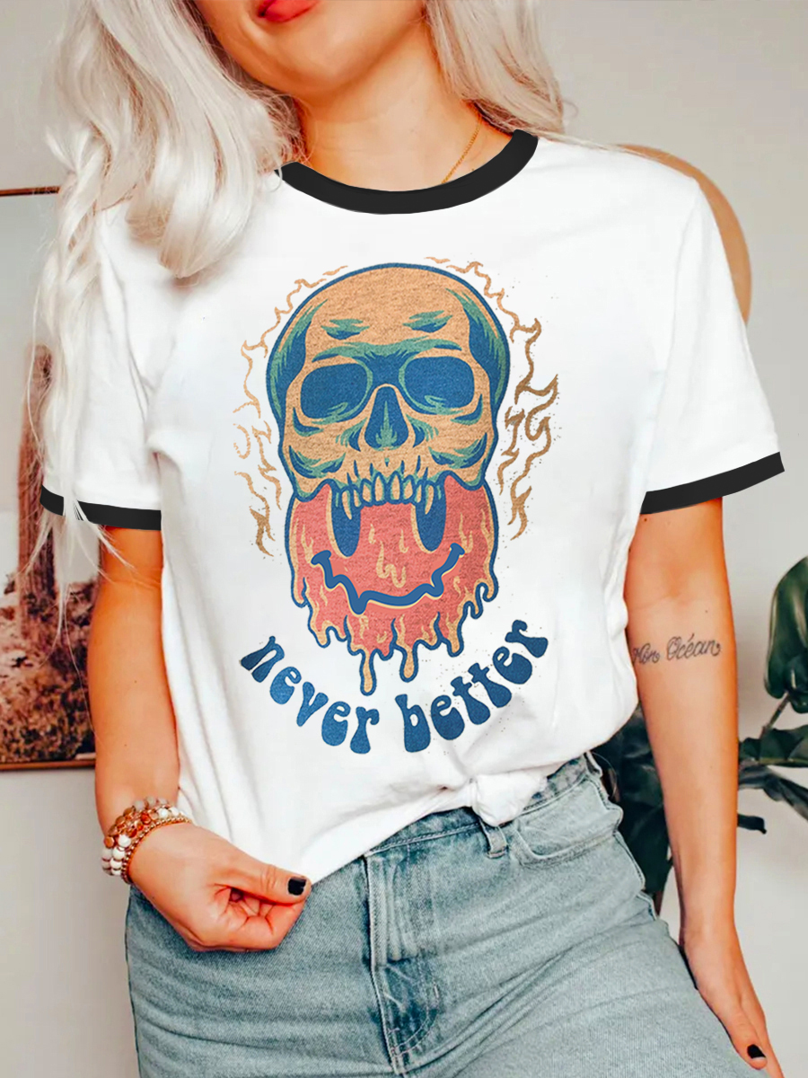 Vintage Never Better Smile Melt Graphic Ringer Tee