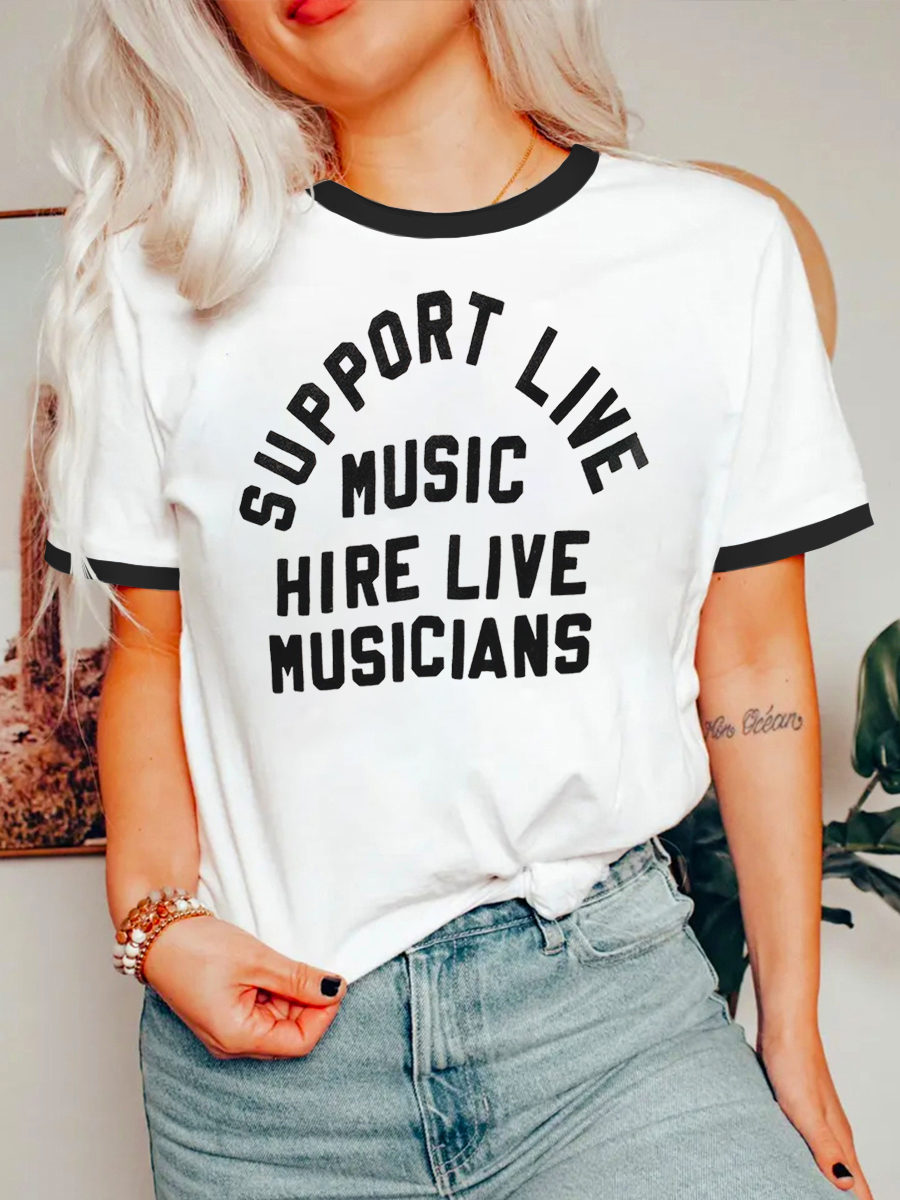 The Support Live Music  In Vintag Ringer Tee