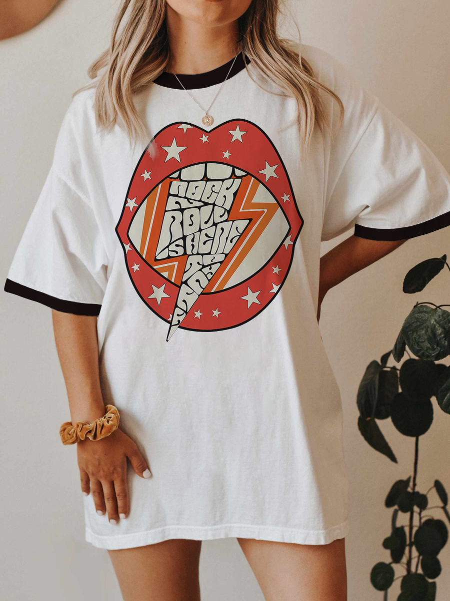Vintage Rock N Roll 70S Ringer Tee Sale-boldoversize Vintage Rock N Roll 70S Ringer Tee Sale-boldoversize