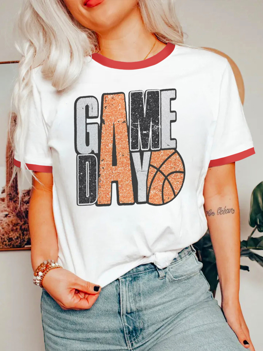 Vintage Game Day Basketball Ringer Tee