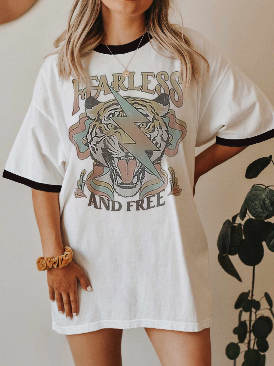 Vintage Fearless And Free Ringer Tee