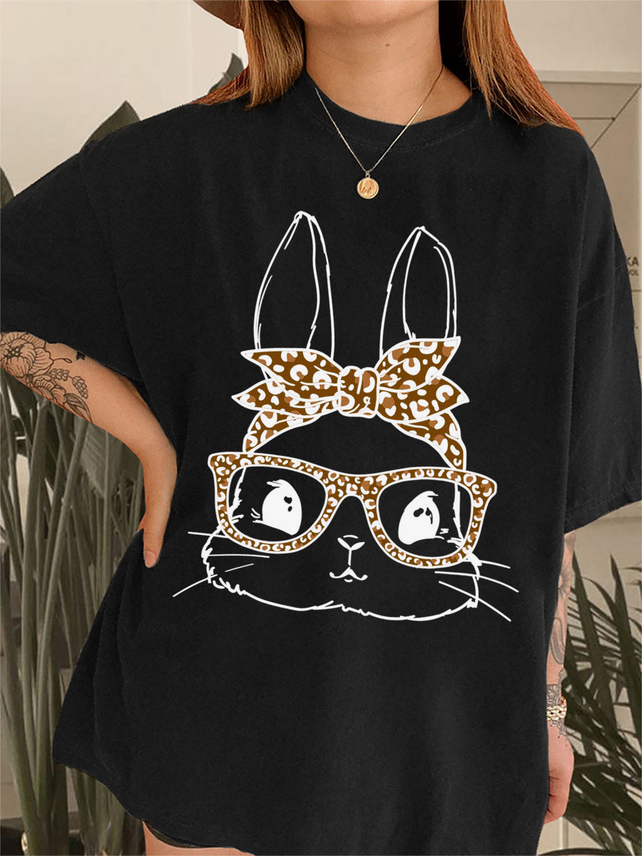 Vintage Bunny With Leopard Glasses Tee