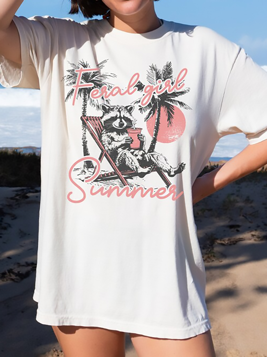 Vintage Feral Girl Summer T-Shirt