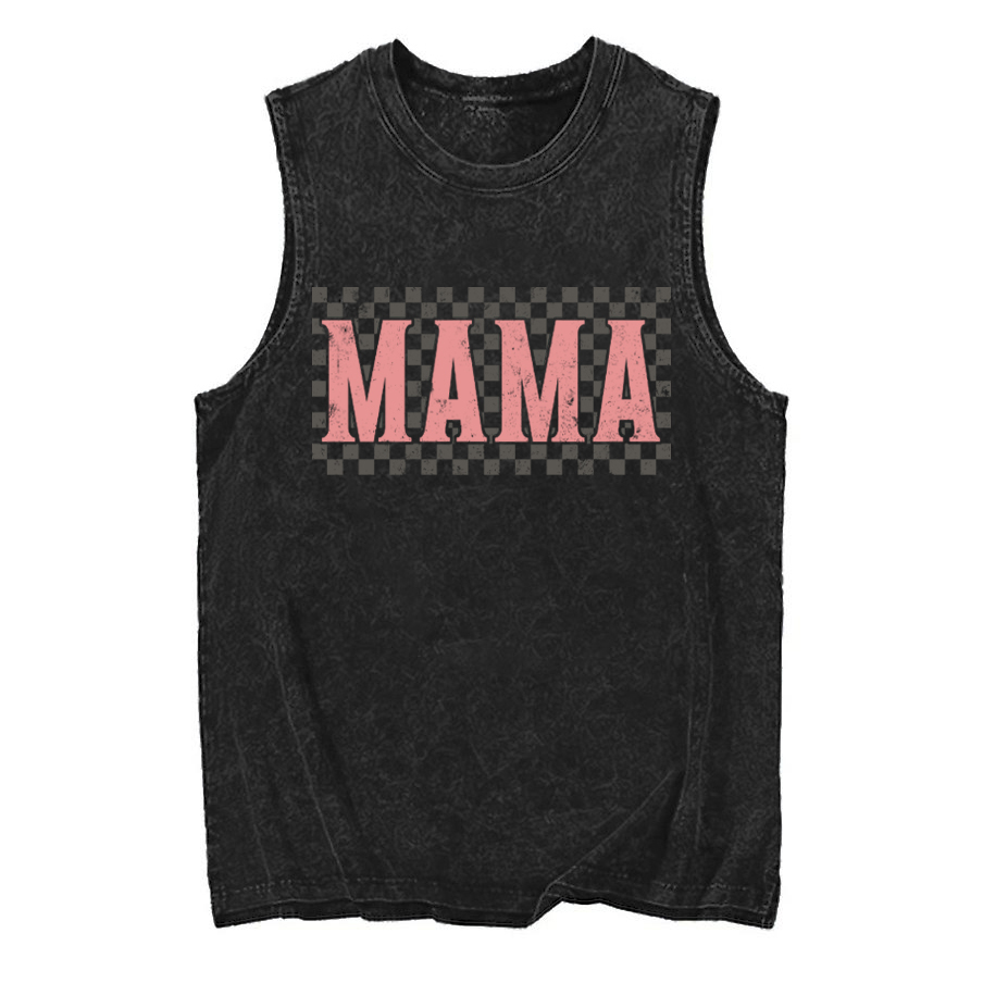 Vintage Boho Mama Checkerboard Washed Tank