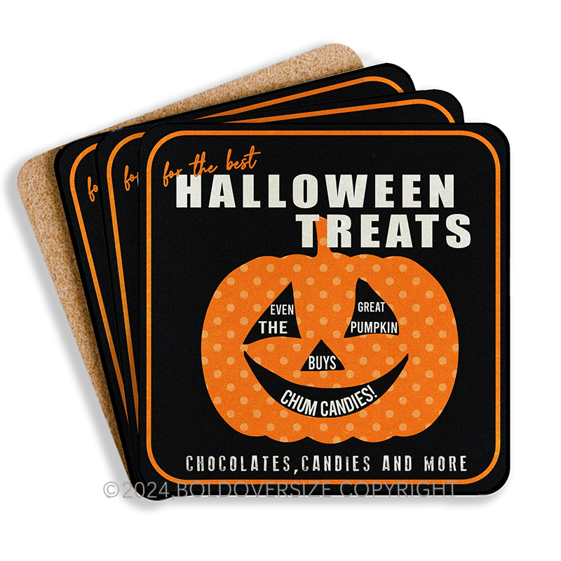 Vintage Pumpkin Corkwood Coaster
