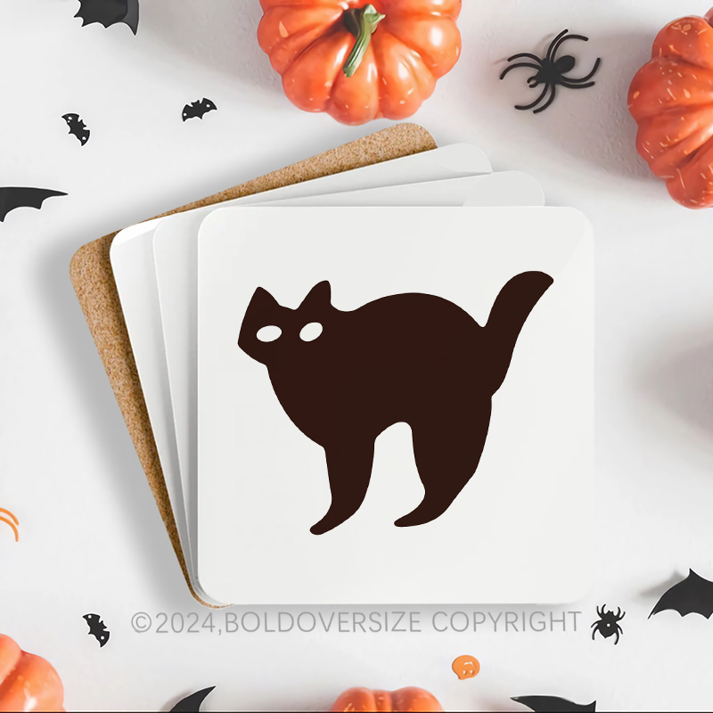 Vintage Black Cat Cookie Corkwood Coaster