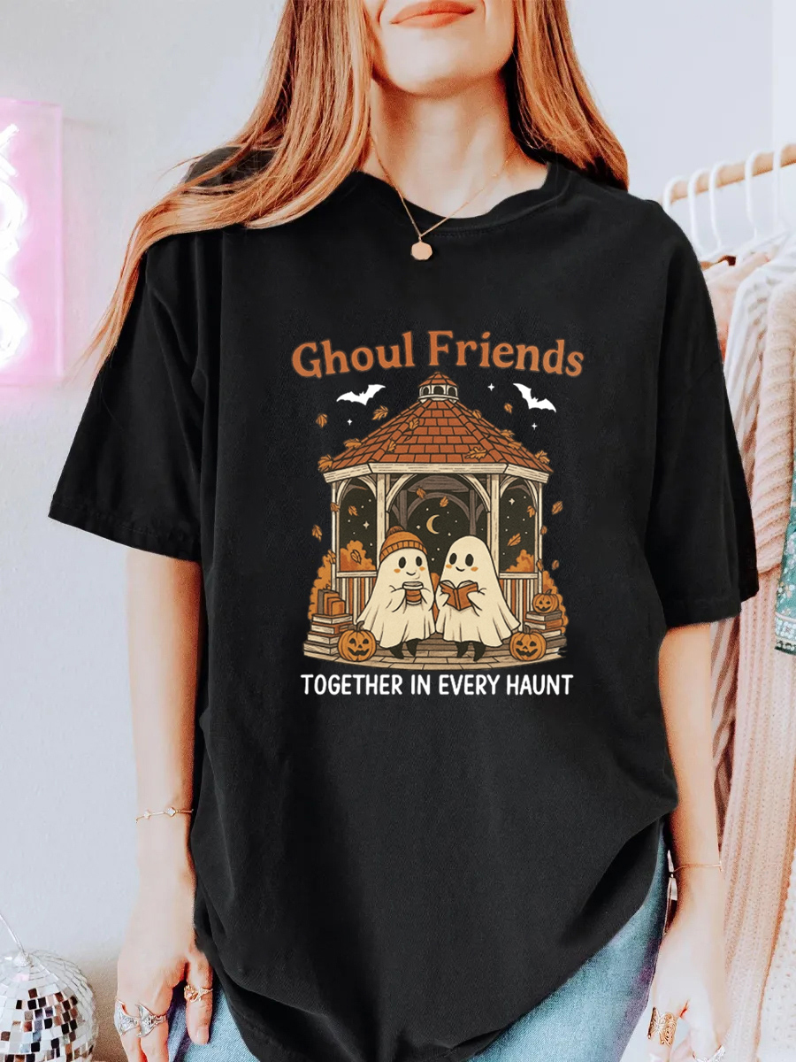 Vintage Ghouls Friends Oversize Graphic Tee