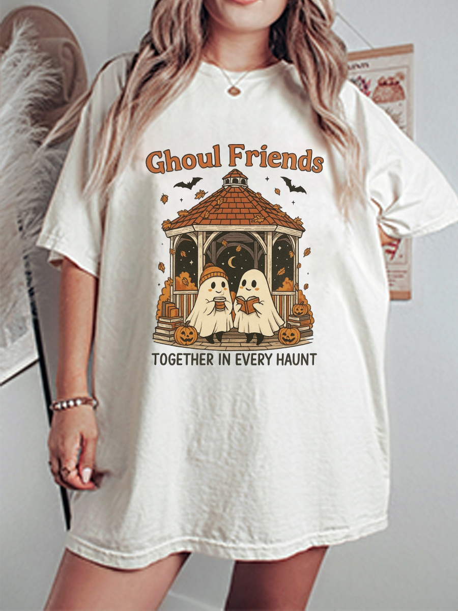 Vintage Ghouls Friends Oversize Graphic Tee