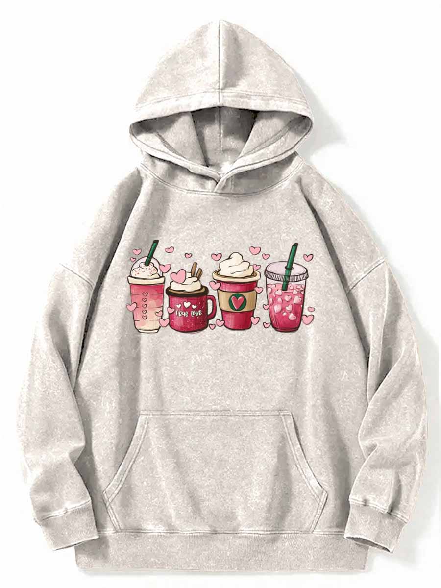 Vintage Valentine Coffee Washed Hoodie