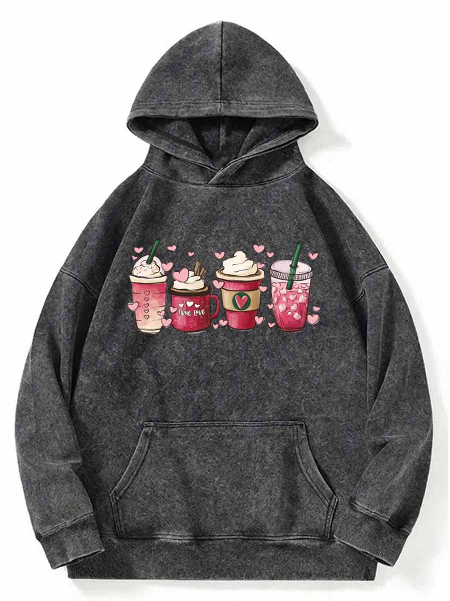Vintage Valentine Coffee Washed Hoodie