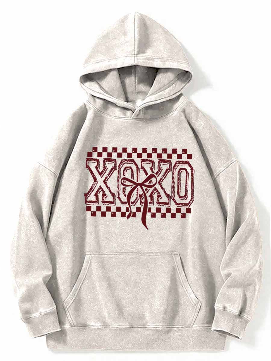 Vintage Checkered Xoxo Washed Hoodie