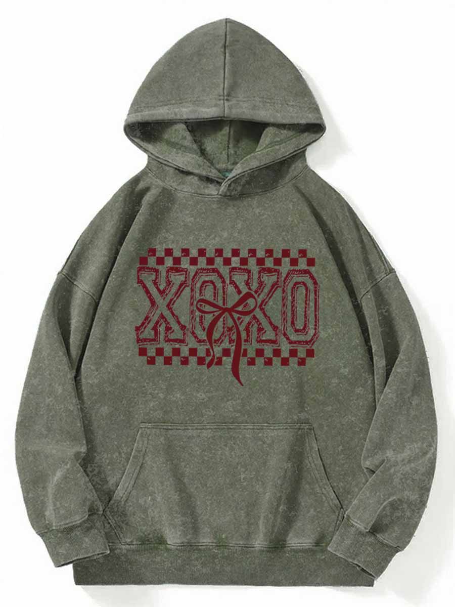 Vintage Checkered Xoxo Washed Hoodie