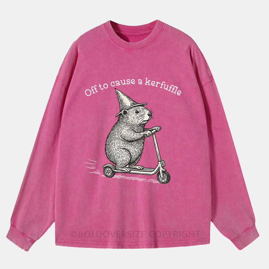 Vintage Off To Cause A Kerfuffle Washed Long Sleeve Shirt